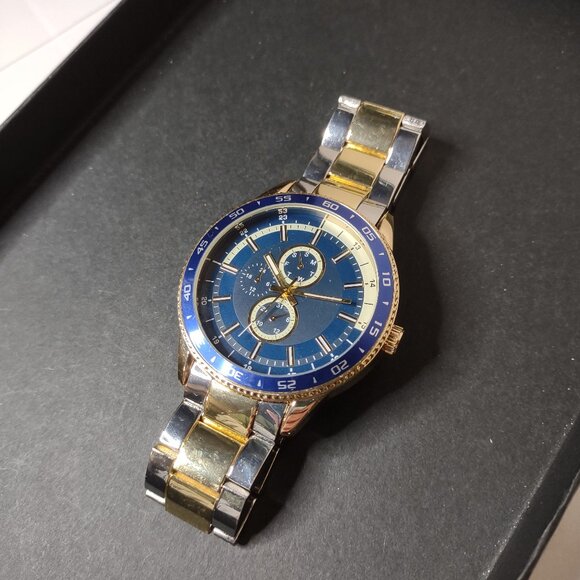 8 Inch Blue Watch With Two Tone Band - Picture 1 of 12